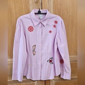 Cabi Pink Embroidered Top